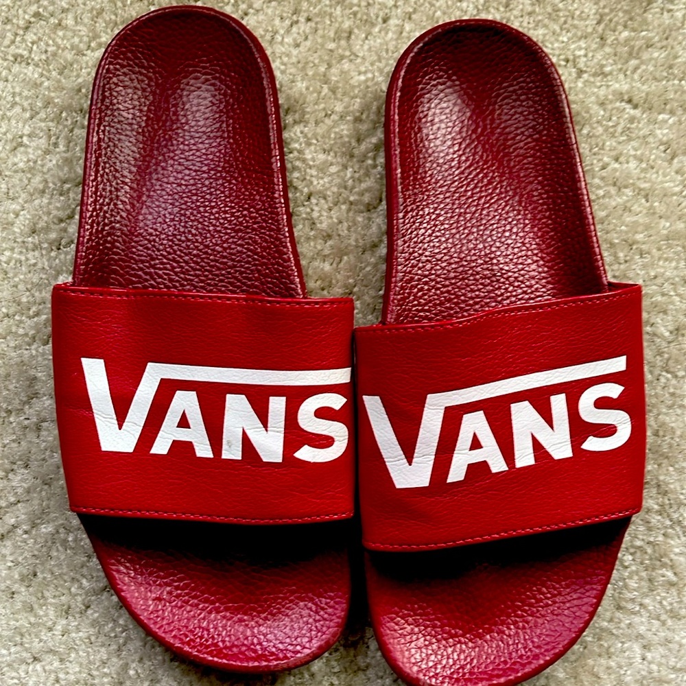 Vans red men’s slides size 10